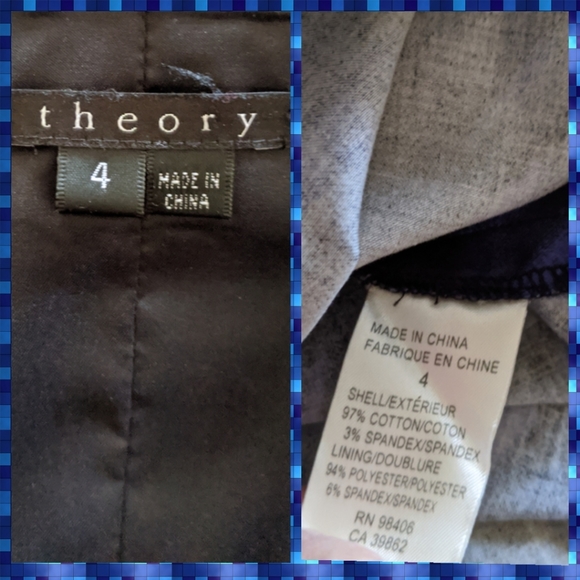 Theory Navy & Black Abstract Pattern Fitted Sheath Dress Size 4 - Picture 5 of 10